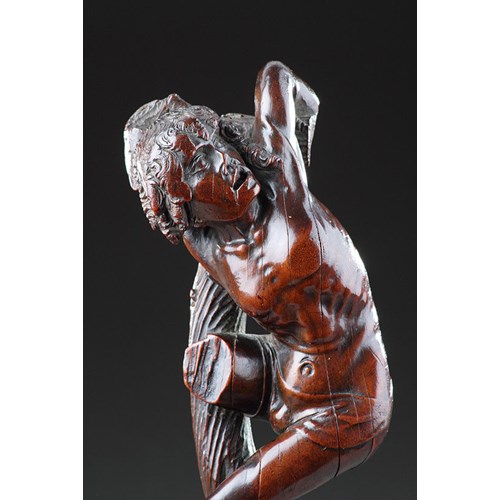 Finely Carved Northern Renaissance Flemish Boxwood Sculpture depicting the animated twisted and tortured figure of the ‘Good Thief’